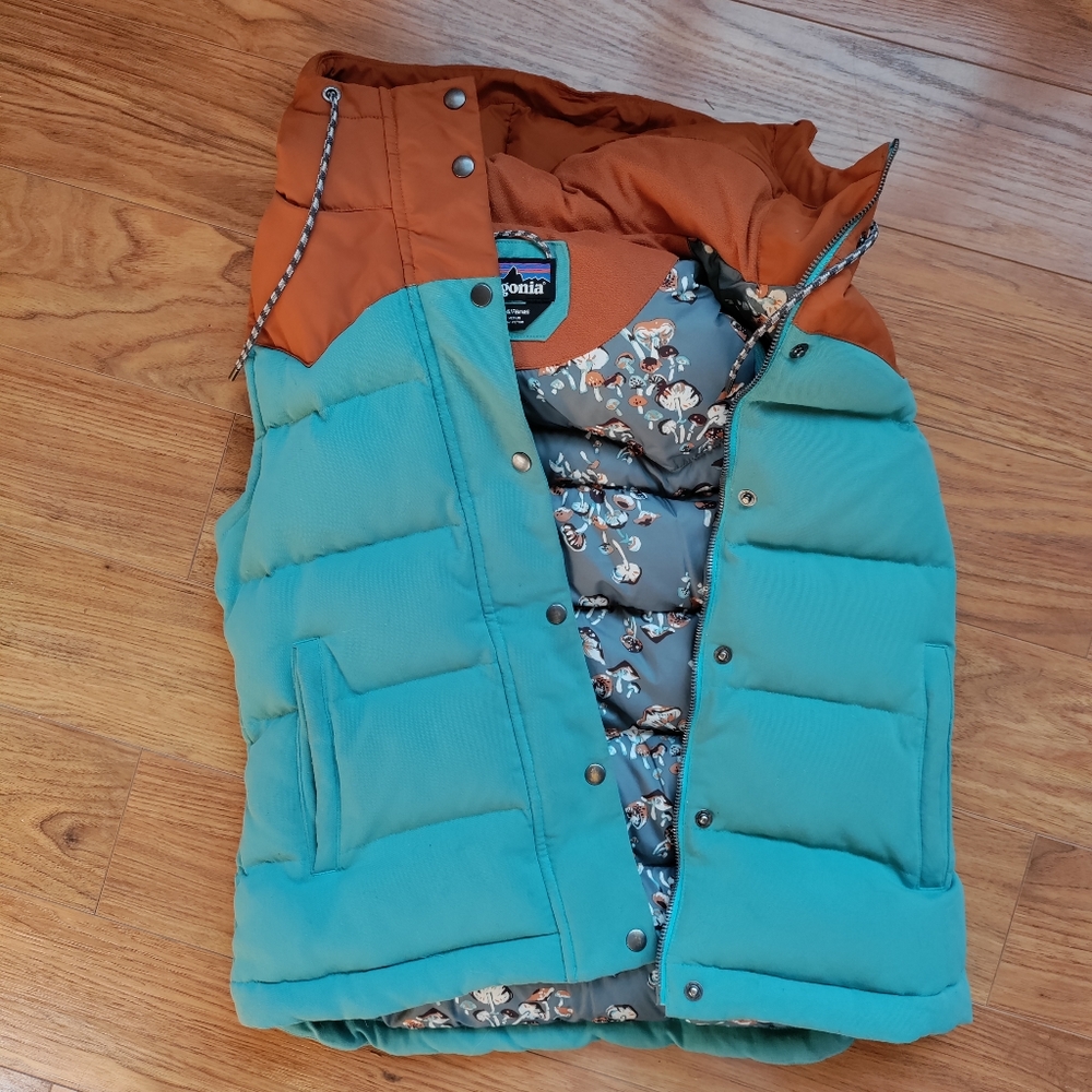 Patagonia Bivy Vest - Small Orange / Blue Mushroom